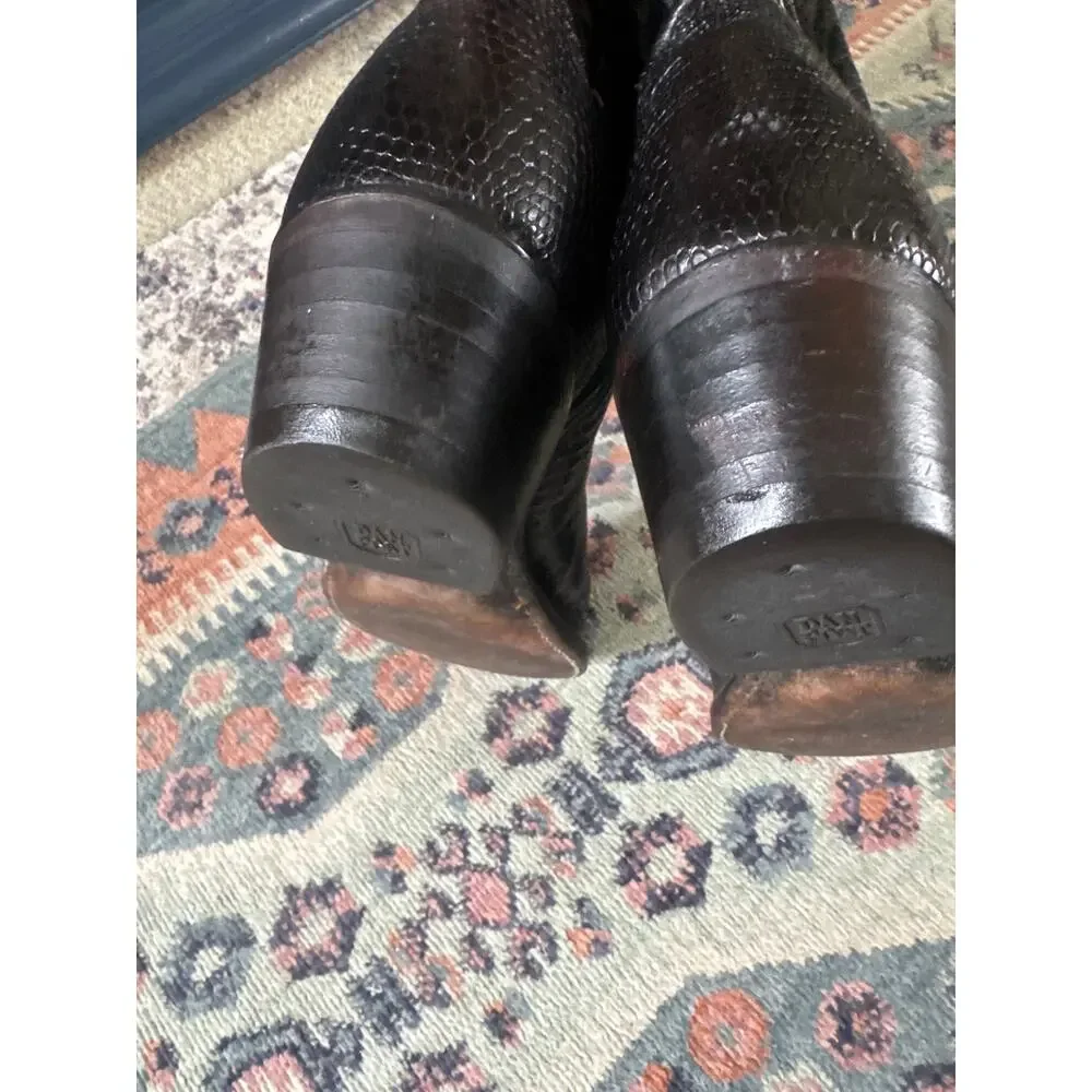 Vintage Dan Post Black Teju Lizard Men's Cowboy Boots USA 9.5B Western